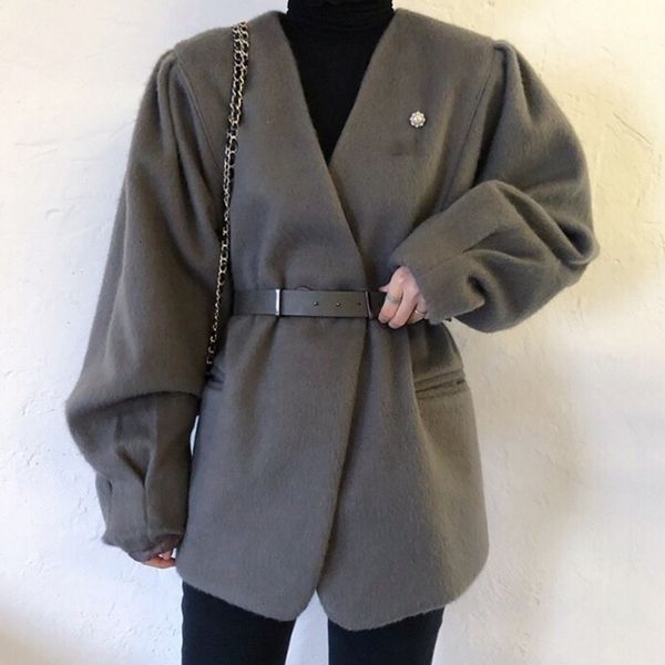 korea 2019 new fashion autumn winter jacket women v-neck with belt solid tide high street casual woolen coat female b813, Black
korea 2019 new fashion autumn winter jacket women v-neck with belt solid tide high street casual woolen coat female b813, Black