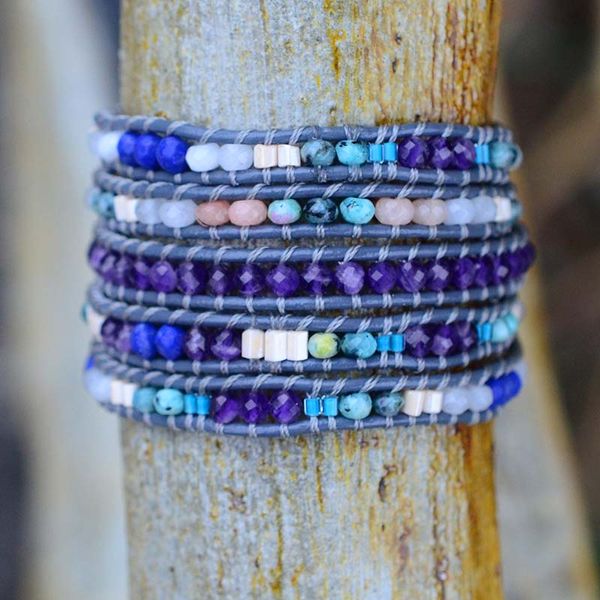 vintage leather bracelet natural mix stone 5 strands woven wrap bracelets bohemian bracelet dropship, Golden;silver 
vintage leather bracelet natural mix stone 5 strands woven wrap bracelets bohemian bracelet dropship, Golden;silver
