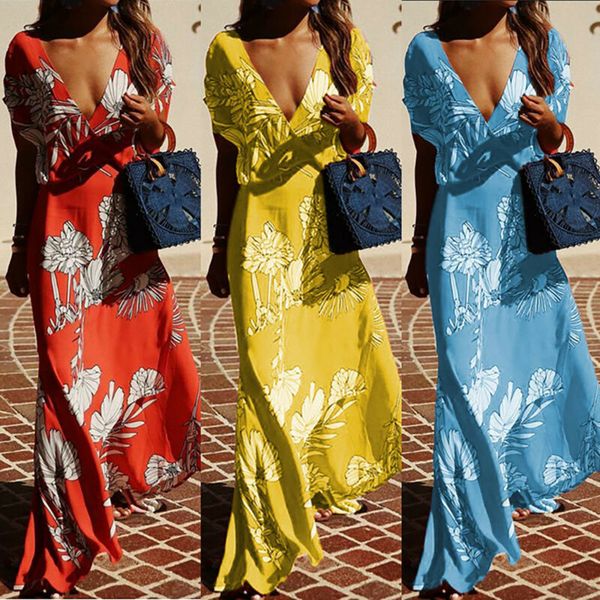 women's flower print short sleeve long casual summer maxi dress beach holiday, Black;gray
women's flower print short sleeve long casual summer maxi dress beach holiday, Black;gray