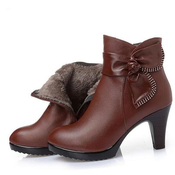 bow women fashion shoes winter ankle boots warm wool genuine leather shoes woman snow boots high heel boots, Black
bow women fashion shoes winter ankle boots warm wool genuine leather shoes woman snow boots high heel boots, Black