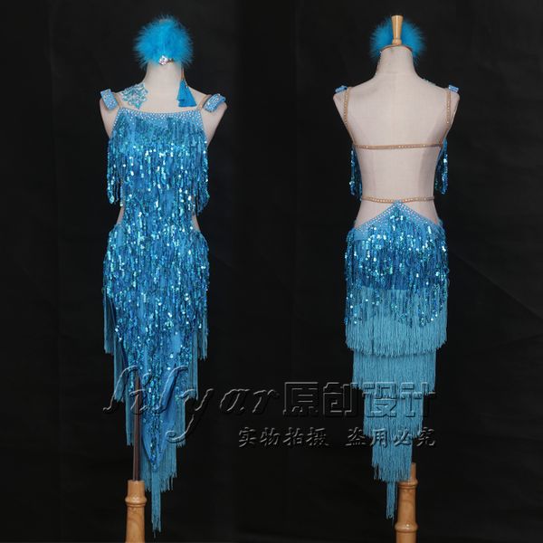 new latin dance dresses customized mid-long sequined dresses competition show blue and red lake lombalisu, Black;red
new latin dance dresses customized mid-long sequined dresses competition show blue and red lake lombalisu, Black;red