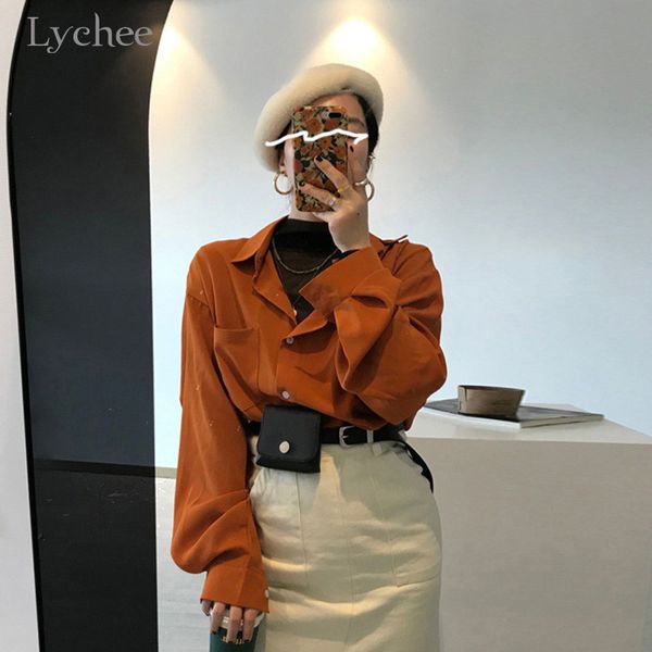 women's blouses & shirts lychee harajuku solid color women shirt blouse button lantern sleeve loose female casual autumn lady, White
women's blouses & shirts lychee harajuku solid color women shirt blouse button lantern sleeve loose female casual autumn lady, White