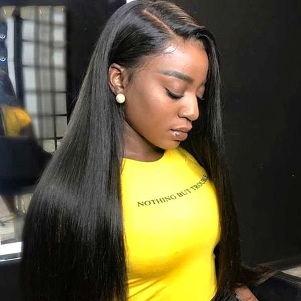 13x4 lace front human hair wigs pre plucked hair line brazilian straight lace frontal wig with baby hair, Black
13x4 lace front human hair wigs pre plucked hair line brazilian straight lace frontal wig with baby hair, Black