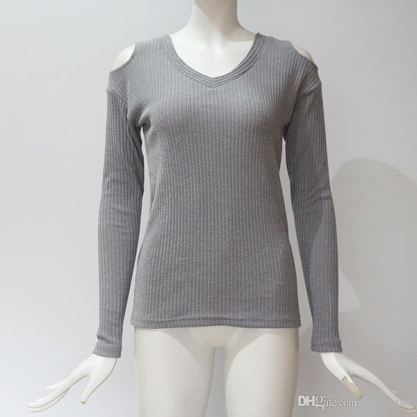 2020 cut out cold shoulder women and blouses casual solid long sleeve v neck striped knitwear streetwear ladies shirts, White
2020 cut out cold shoulder women and blouses casual solid long sleeve v neck striped knitwear streetwear ladies shirts, White