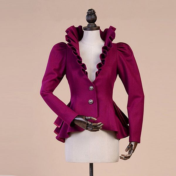 fashion spring autumn woolen coat women royal court ruffles swallowtail jackets female flounce slim woolen suit jacket, Black;brown
fashion spring autumn woolen coat women royal court ruffles swallowtail jackets female flounce slim woolen suit jacket, Black;brown