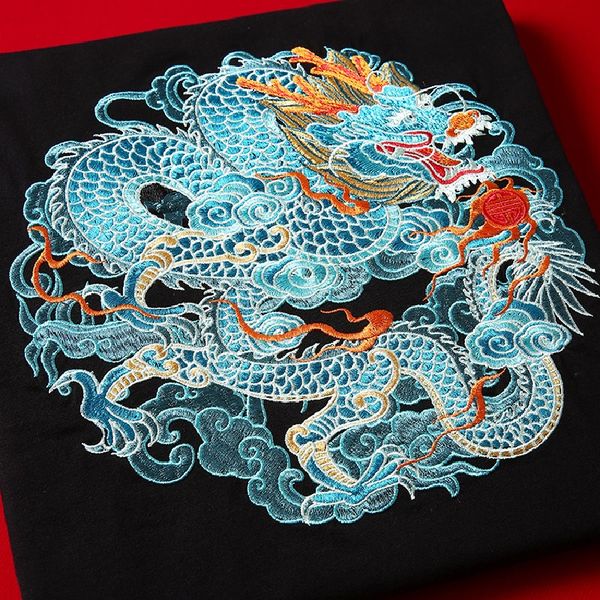 japanese tide men's cotton short sleeve t-shirt chinese dragon embroidery harajuku street wear summer loose tee, White;black
japanese tide men's cotton short sleeve t-shirt chinese dragon embroidery harajuku street wear summer loose tee, White;black