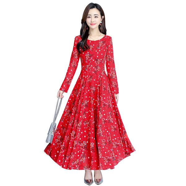 Plus Size New Spring Women Dress Elegant Red Printed Sexy O -Neck Dress Vintage Long Sleeve Chiffon Dresses Vestidos Mujer Robes
Plus Size New Spring Women Dress Elegant Red Printed Sexy O -Neck Dress Vintage Long Sleeve Chiffon Dresses Vestidos Mujer Robes