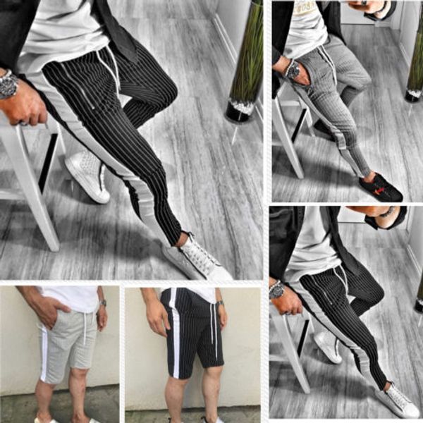 последняя мода полосатые мужские повседневные брюки, Black 
последняя мода полосатые мужские повседневные брюки, Black