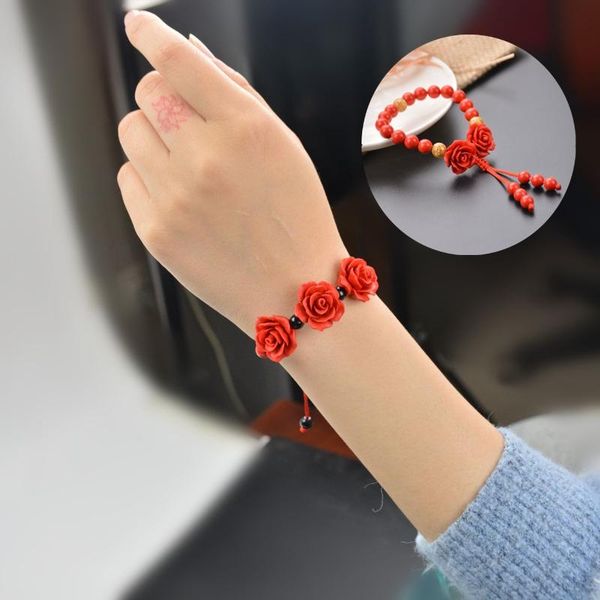 chinese cinnabar rose 8mm beads bracelet adjustable bangle charm jewellery fashion accessories hand-carved luck amulet gifts, Golden;silver 
chinese cinnabar rose 8mm beads bracelet adjustable bangle charm jewellery fashion accessories hand-carved luck amulet gifts, Golden;silver