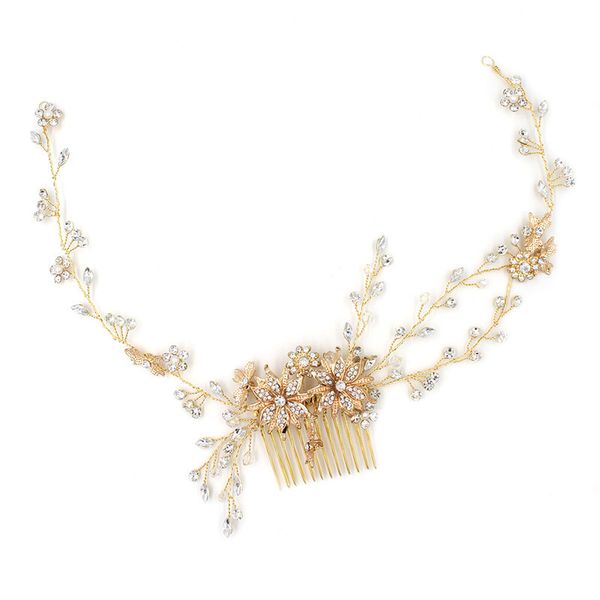 jonnafe gold silver floral wedding hair vine bridal crystal long hair comb hand wired fashion women headpiece accessories, White;golden 
jonnafe gold silver floral wedding hair vine bridal crystal long hair comb hand wired fashion women headpiece accessories, White;golden