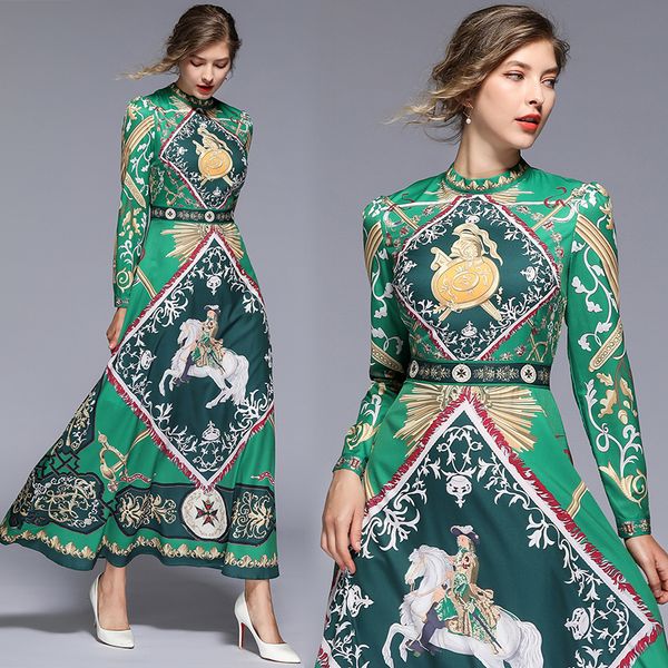 new women's floral print long sleeve mock neck vintage court-style dress plus size office lady slim runway party evening dresses, Black;gray
new women's floral print long sleeve mock neck vintage court-style dress plus size office lady slim runway party evening dresses, Black;gray