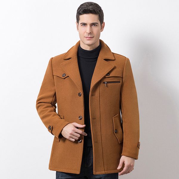 2019 winter men's casual wool trench coat business medium solid thicken slim fashion windbreaker overcoat jacket, Black
2019 winter men's casual wool trench coat business medium solid thicken slim fashion windbreaker overcoat jacket, Black