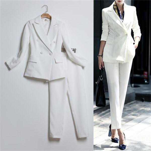 women autumn fashion formal suits elegant office lady career work wear casual 2 piece set and pants tb, White;black
women autumn fashion formal suits elegant office lady career work wear casual 2 piece set and pants tb, White;black