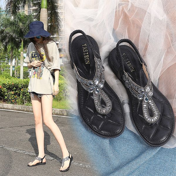 2020 rhinestone flat sandals ielts run l korean version of the hollow bohemian comfort shoes summer, Black
2020 rhinestone flat sandals ielts run l korean version of the hollow bohemian comfort shoes summer, Black