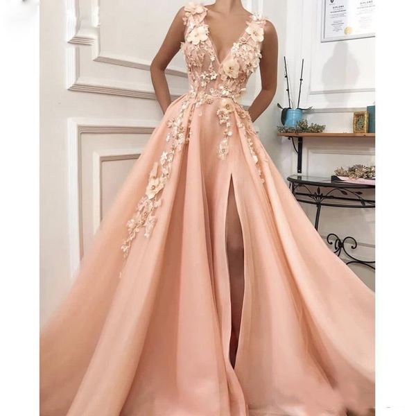 3d flower 2020 charming prom dresses v neck sleeve high split a line floral appliqued lace evening party gowns custom size 2-28 plus, Black
3d flower 2020 charming prom dresses v neck sleeve high split a line floral appliqued lace evening party gowns custom size 2-28 plus, Black