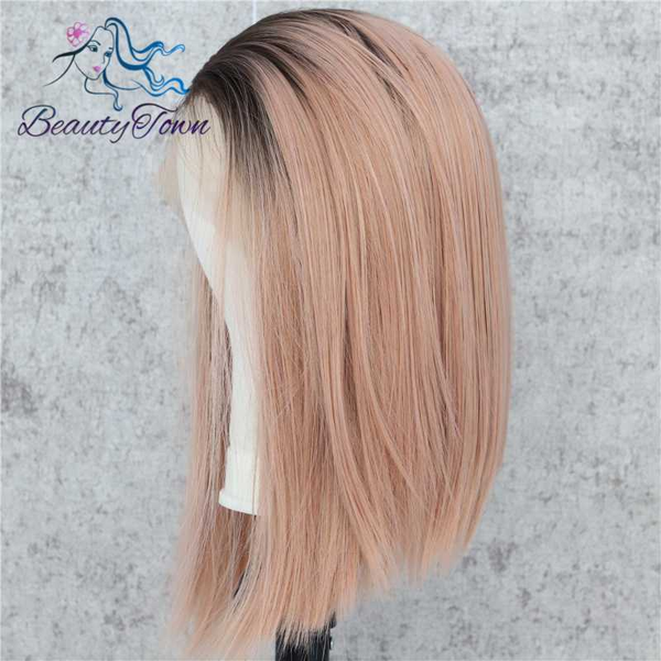 beautytown hand tied glueless brown ombre peach pink short bob heat resistant hair wedding party synthetic lace front summerwig, Black
beautytown hand tied glueless brown ombre peach pink short bob heat resistant hair wedding party synthetic lace front summerwig, Black