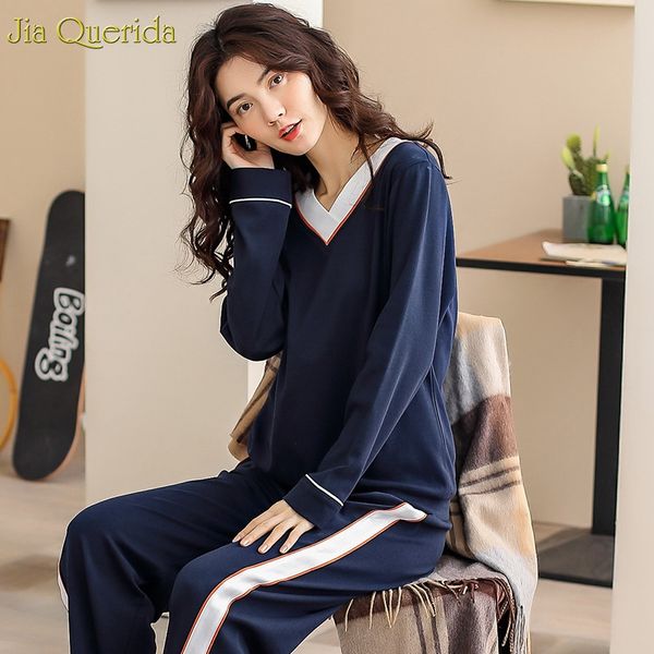 pijamas set female elegant royal blue nightwear long sleeves wide legs v-neck solid o-neck autumn winter 100% cotton womens pjs, Black;red
pijamas set female elegant royal blue nightwear long sleeves wide legs v-neck solid o-neck autumn winter 100% cotton womens pjs, Black;red