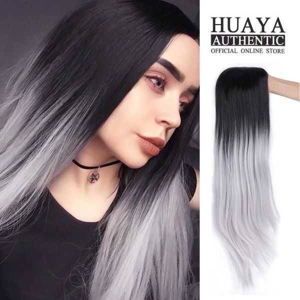 huaya long straight synthetic wig middle part hairstyle black ombre gray heat resistant fiber hairpieces women's cosplay wig
huaya long straight synthetic wig middle part hairstyle black ombre gray heat resistant fiber hairpieces women's cosplay wig