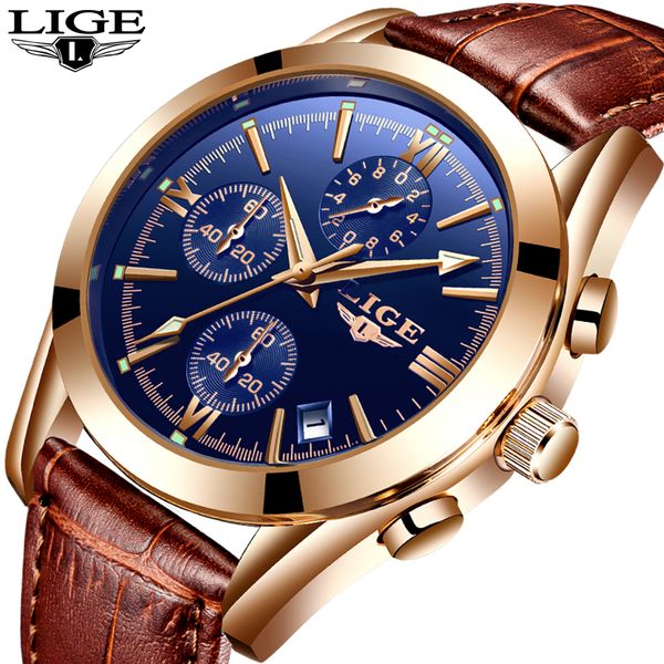 lige watch men sport quartz fashion leather watch mens watches waterproof business man relogio masculino, Slivery;brown 
lige watch men sport quartz fashion leather watch mens watches waterproof business man relogio masculino, Slivery;brown