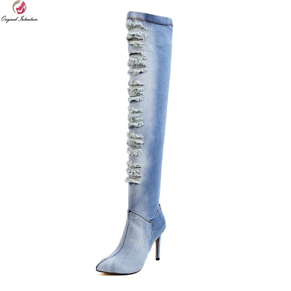 original intention super women over-the-knee pointed toe thin heels boots high-quality light blue shoes woman us size 4-8.5, Black
original intention super women over-the-knee pointed toe thin heels boots high-quality light blue shoes woman us size 4-8.5, Black