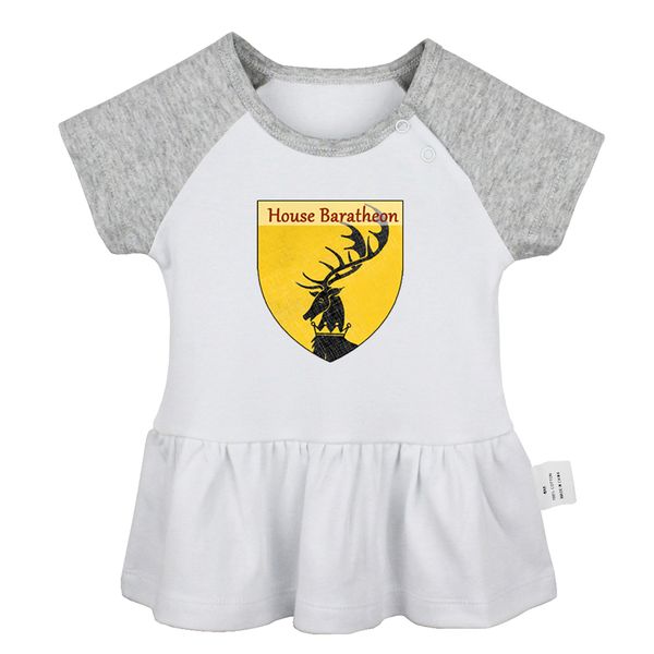 bucks game of thrones house baratheon of storm's end ours is the fury newborn baby girls dresses toddler infant cotton clothes, Red;yellow