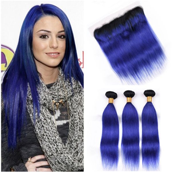 #1b/blue ombre brazilian virgin human hair bundles with frontal silky straight dark blue ombre hair weaves with 13x4 lace frontal closure, Black;brown
#1b/blue ombre brazilian virgin human hair bundles with frontal silky straight dark blue ombre hair weaves with 13x4 lace frontal closure, Black;brown