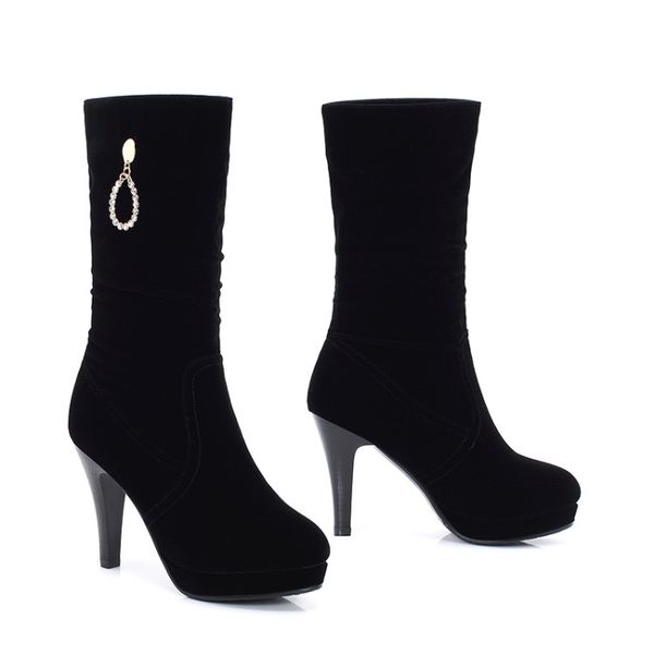women boots 2019 microfiber fine heel sleeve black fashion boots rubber sole round head women's black super high heels
women boots 2019 microfiber fine heel sleeve black fashion boots rubber sole round head women's black super high heels