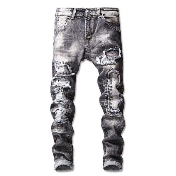 skinny jeans for men spring vintage denim jeans 2019 casual stretch hole ripped male zipper straight pants, Blue
skinny jeans for men spring vintage denim jeans 2019 casual stretch hole ripped male zipper straight pants, Blue