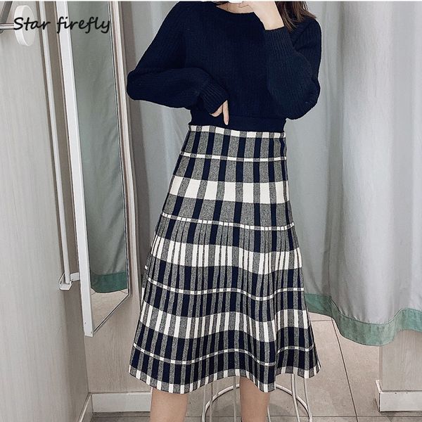 star firefly wild casual slim high waist stretch knee-length skirt female 2019 autumn check pattern knit skirt women, Black
star firefly wild casual slim high waist stretch knee-length skirt female 2019 autumn check pattern knit skirt women, Black