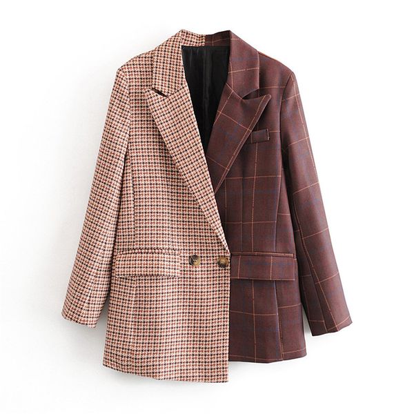 stylish irregular patchwork plaid suit blazer women notched collar long sleeve blazers coat female outerwear chic streetwear, White;black
stylish irregular patchwork plaid suit blazer women notched collar long sleeve blazers coat female outerwear chic streetwear, White;black