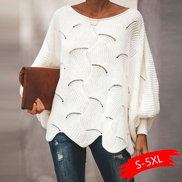 women loose sweater cloak causal soft lantern sleeve hollow out pullovers fashion knit o neck wave hem solid female sweaters, White;black
women loose sweater cloak causal soft lantern sleeve hollow out pullovers fashion knit o neck wave hem solid female sweaters, White;black