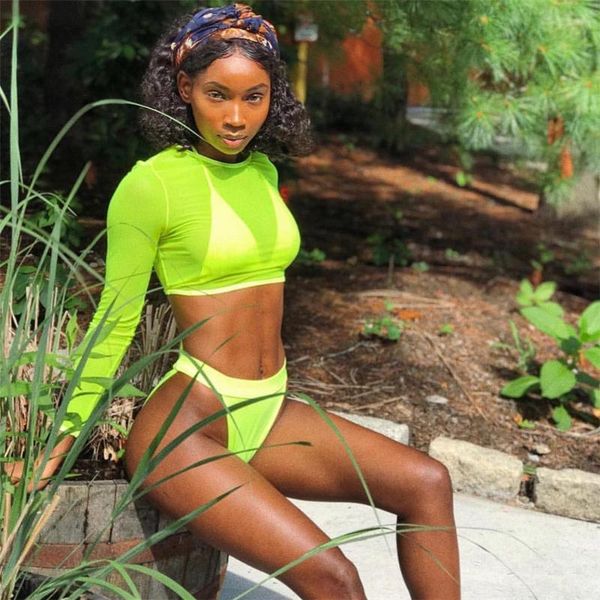 women's swimwear high waist bikini women solid push up swimsuit long sleeve biquini brazilian bikinis mesh bathing suit mujer thong pad, White;black
women's swimwear high waist bikini women solid push up swimsuit long sleeve biquini brazilian bikinis mesh bathing suit mujer thong pad, White;black