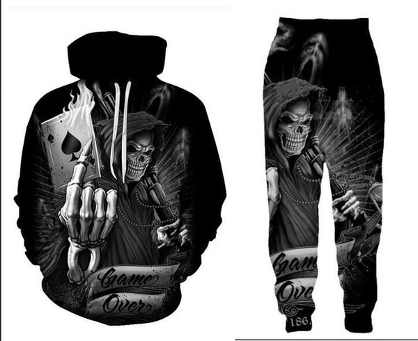 two piece set men women casual tracksuits 3d printing poker skull fashion hoodies hooded+pants sweatshirt us0114, Gray
two piece set men women casual tracksuits 3d printing poker skull fashion hoodies hooded+pants sweatshirt us0114, Gray