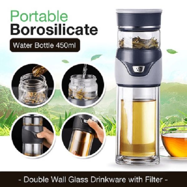 outdoor portable water bottle borosilicate double wall glass drink ware with filter clear 450ml
outdoor portable water bottle borosilicate double wall glass drink ware with filter clear 450ml