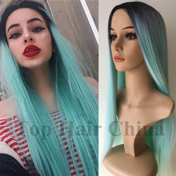 beautiful ombre green long silky full wigs simulation human hair silky straight full wigs with bangs ing, Black
beautiful ombre green long silky full wigs simulation human hair silky straight full wigs with bangs ing, Black