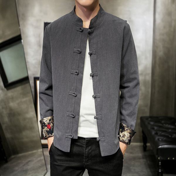 men's jacket chinese style casual jacket men's fashion stand collar single-breasted solid color outerwear, Black;brown
men's jacket chinese style casual jacket men's fashion stand collar single-breasted solid color outerwear, Black;brown