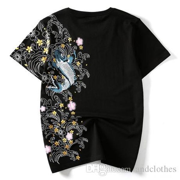2020 latest fashion summer japanese fashion brand chinese style carp national style embroidery personality loose large short sleeve t-shirt, White;black
2020 latest fashion summer japanese fashion brand chinese style carp national style embroidery personality loose large short sleeve t-shirt, White;black