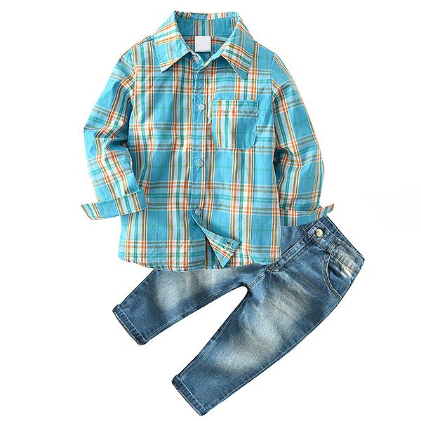 children clothing set boy clothes blue plaid shirt+jeans pants 2pcs kid autumn suit long sleeve boys clothes set, White
children clothing set boy clothes blue plaid shirt+jeans pants 2pcs kid autumn suit long sleeve boys clothes set, White