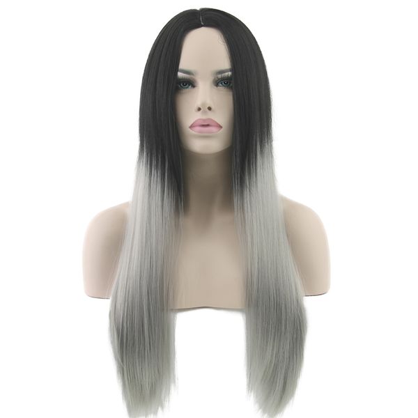black to grey hair straight long wigs white synthetic hair heat resistant gray omber women wig
black to grey hair straight long wigs white synthetic hair heat resistant gray omber women wig