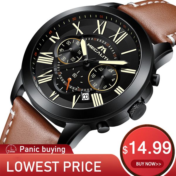 relojes 2019 megalith watch men sport quartz clock mens watches brand business waterproof watch male relogio masculino 8014, Slivery;brown
relojes 2019 megalith watch men sport quartz clock mens watches brand business waterproof watch male relogio masculino 8014, Slivery;brown