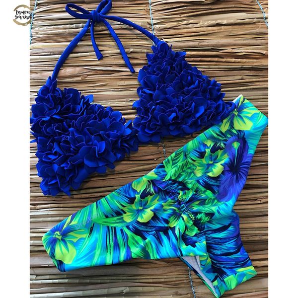 2019 women bandage push up swimsuit halter micro bathing suit yellow print bikini swimwear ruffle bathers summer new, White;black
2019 women bandage push up swimsuit halter micro bathing suit yellow print bikini swimwear ruffle bathers summer new, White;black