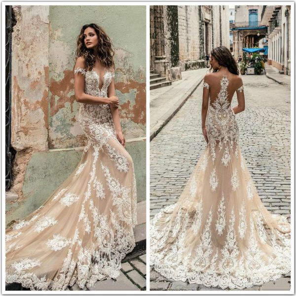 champagne lace wedding dresses 2019 off shoulder deep plunging neckline bridal gowns sweep train julie vino wedding dress custom made, White
champagne lace wedding dresses 2019 off shoulder deep plunging neckline bridal gowns sweep train julie vino wedding dress custom made, White