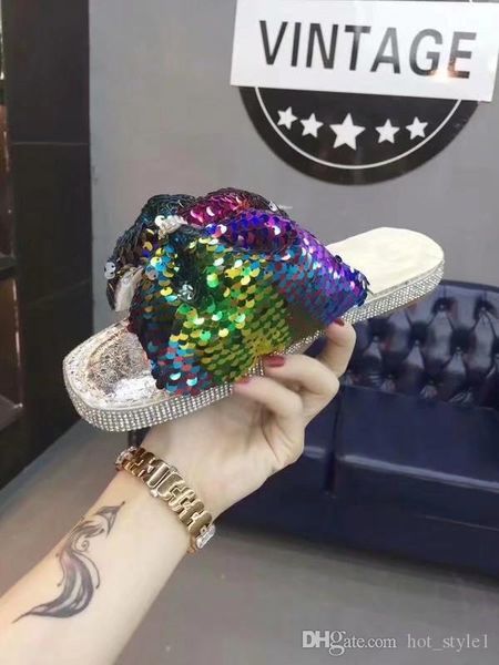 fashion woman five-color illusion sequin bow flat slippers elegent rhinestone bowtie flat slippers femal outdoor beach slippers, Black
fashion woman five-color illusion sequin bow flat slippers elegent rhinestone bowtie flat slippers femal outdoor beach slippers, Black