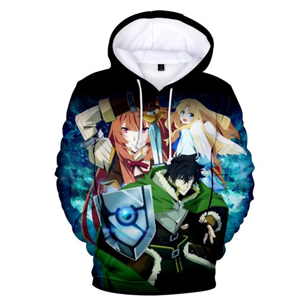 

3d anime the rising of the shield hero hoodies boys/girls spring autumn hoodie cartoon long sleeve kids children coats, Black