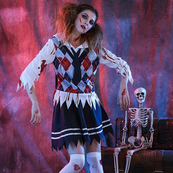ladies high school girl zombie costume halloween scary ghost student uniform fancy dress, Black;red
ladies high school girl zombie costume halloween scary ghost student uniform fancy dress, Black;red