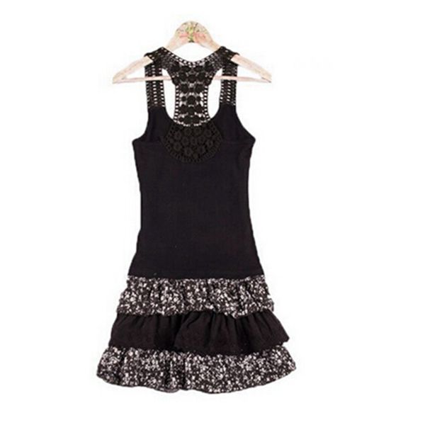 2018 women new fashion casual solid sleeveless dress summer spaghetti strap o-neck ruffle lace spliced short mini dress hot, Black;gray
2018 women new fashion casual solid sleeveless dress summer spaghetti strap o-neck ruffle lace spliced short mini dress hot, Black;gray