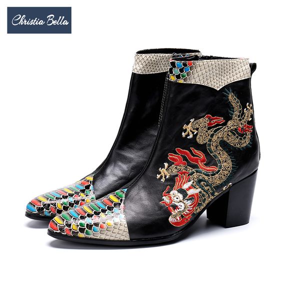 christia bella fashion men pointed toe dress boots dragon party prom genuine leather ankle boots men height increasing shoes, Black
christia bella fashion men pointed toe dress boots dragon party prom genuine leather ankle boots men height increasing shoes, Black