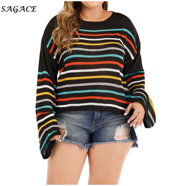 sagace women plus size o-neck striped patchwork loose knitted contrast color fashion stripe long sleeve pullover, White
sagace women plus size o-neck striped patchwork loose knitted contrast color fashion stripe long sleeve pullover, White