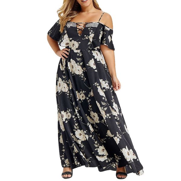 women dress vestidos de fiesta de noche summer plus size leaky shoulder praty dress floral printed short sleeve long dres, Black;gray
women dress vestidos de fiesta de noche summer plus size leaky shoulder praty dress floral printed short sleeve long dres, Black;gray