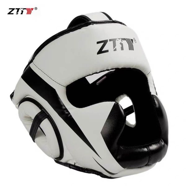 ztty full-covered boxing helmet muay thai pu leather training sparring boxing headgear gym equipment taekwondo head guard